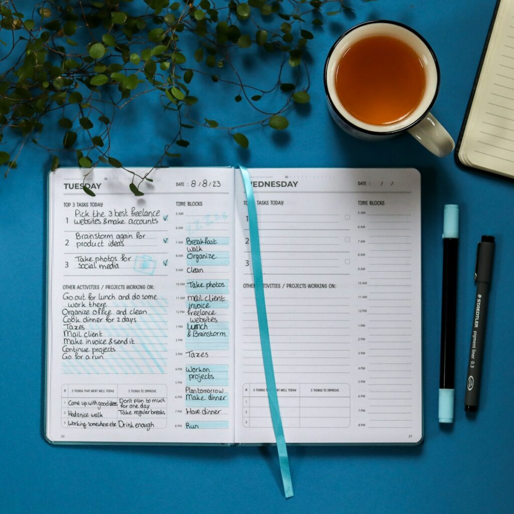 to-do list and coffee